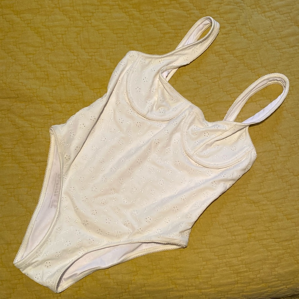 Faithfull The Brand White Eyelet One Piece Swimsuit
